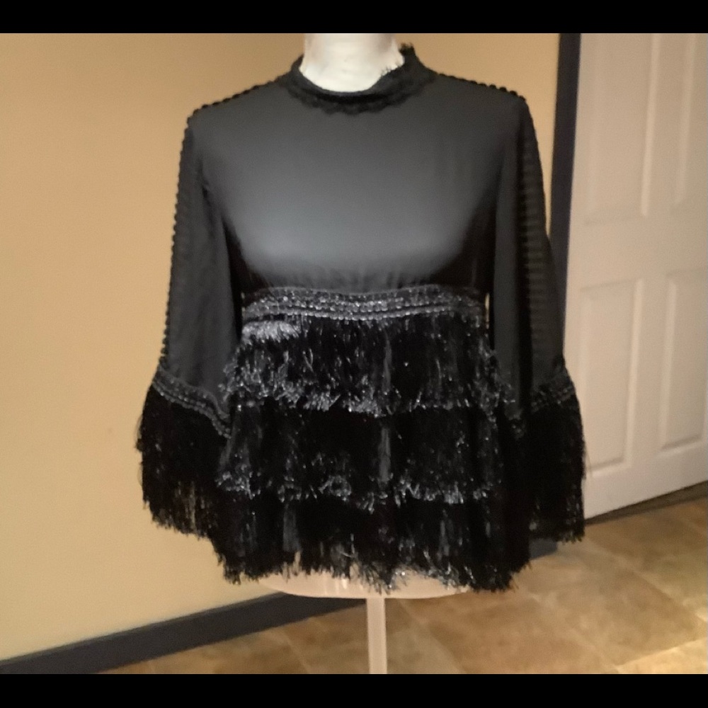 Gracia Empire Waist Tassel Blouse